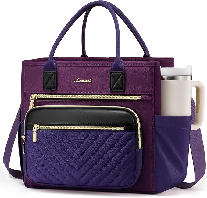 LOVEVOOK Insulated Lunch Bag Women,Wide Opening Adult Lunch Box Women with Cup Holder,Large Leakproof Cooler Bag for Work Picnic Beach Family College Mom Teacher,Lunch Box/Bag for Kids Girl Boy School