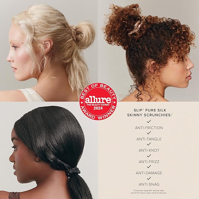 Slip Pure Silk Beauty Sleepover Set: Includes Hazel Contour Mask for Delicate Lashes, Black Large Scrunchie & White Skinny Scrunchie (Limited Edition)