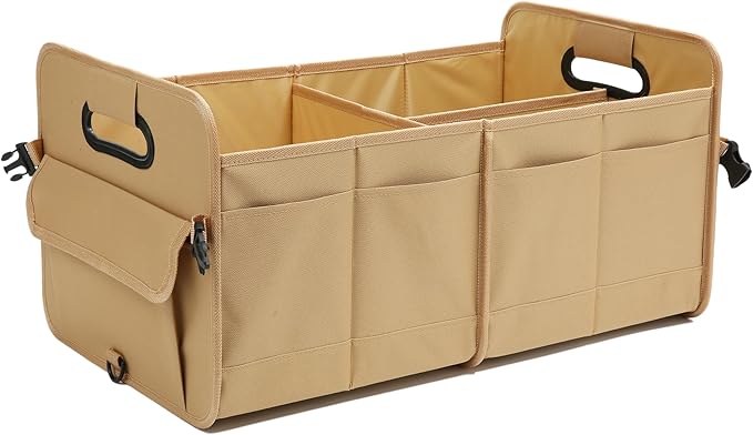 AOKJOY Car Trunk Organizer Car Storage Organizer Collapsible Multi Compartment Car Organizer Adjustable Straps Car Organizer for SUV (Ginger)