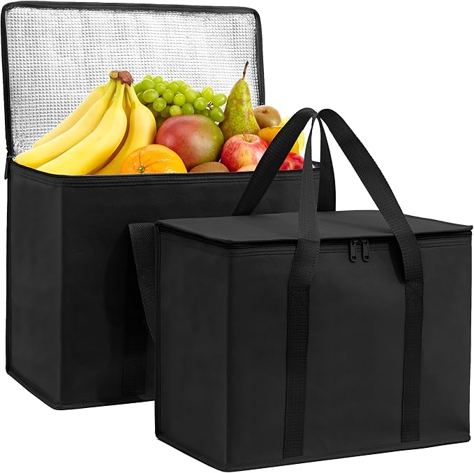 Carrywell Insulated Reusable Grocery Bags, Catering and Delivery Bag For Hot and Cold Food, Collapsible Thermal Tote For Doordash, Not-Made In China