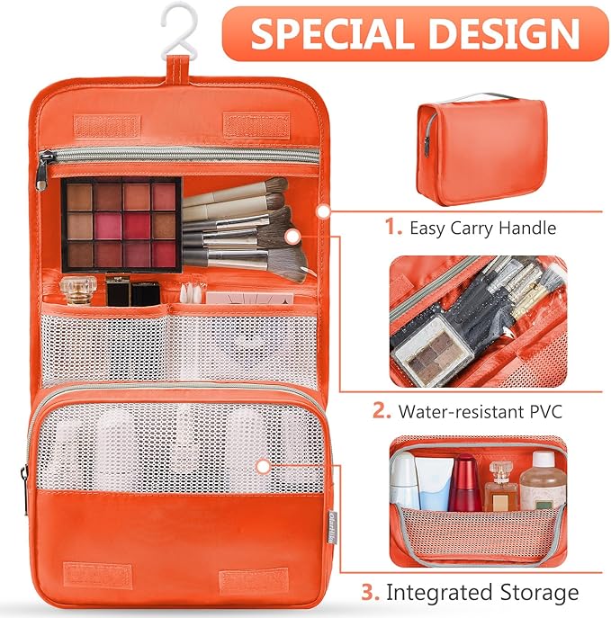 8 Set Packing Cubes for Travel, Gifts for Women Mom,Anti-Tearing Suitcase Organizer for Luggage with Shoe & Hanging Toiletry Bag,OlarHike Vacation Essentials & Accessories for Cruise Ship,Orange