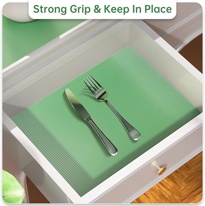 Shelf and Drawer Liner for Kitchen Cabinet, Non-Adhesive 12in x 120in Waterproof Durable Thickened EVA Material Easy-to-Cut Contact Paper Non Slip Mat for Refrigerator, Cupboard, Dresser