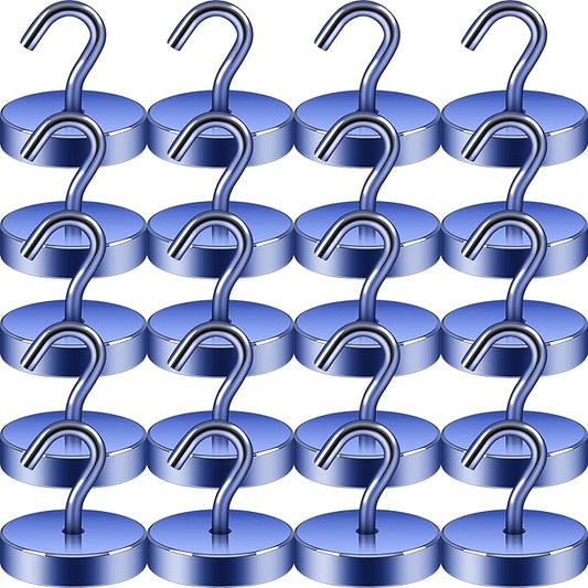 Neosmuk Magnetic Hooks, Cruise Ship Essentials, 100lb+ Heavy Duty Magnetic Hooks for Cruise Cabins, Refrigerator, Grill, Hanging, and Travel | Extra Strong Must-Haves Magnet Hook,Navyblue,Pack of 20