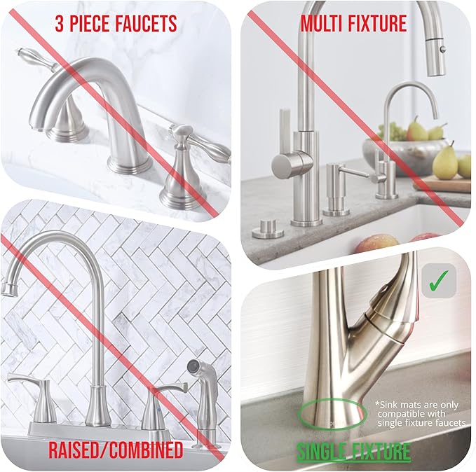 Ternal Silicone Faucet Handle Drip Catcher Tray Mat, Silicone Faucet Mat Dish Soap Sponge Holder for Kitchen Sink Accessories Gadgets, Drying Mat for Kitchen Counter Bathroom Kitchen Sink [Grey]
