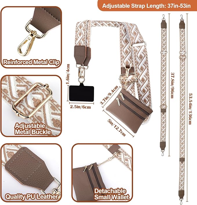 XANGNIER Clip and Go Strap for Phone with Wallet Crossbody, Phone Strap with Zippered Wallet, Adjustable Anti Theft Cellphone Lanyard for Women, Cellphone Chain Accessories,Multicolor 5