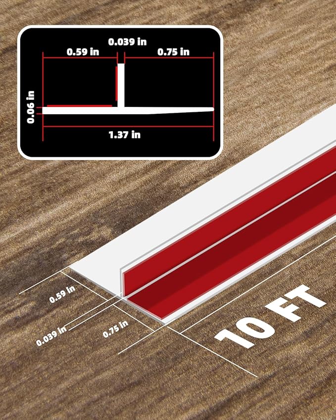 Orghtin White T-Shaped Silicone Seal Strip, 10FT x 1.37IN Weather Stripping Door Seal Strip, Windproof & Soundproof Door Draft Stopper
