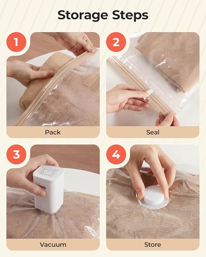 BAGSMART Vacuum Seal Storage Bags for Clothing Travel, 15 Pack Travel Essentials Bundle includes Laundry Bag & Waterproof Shoe Bag & TSA Approved Toiletry Bag, Hand Pump Included