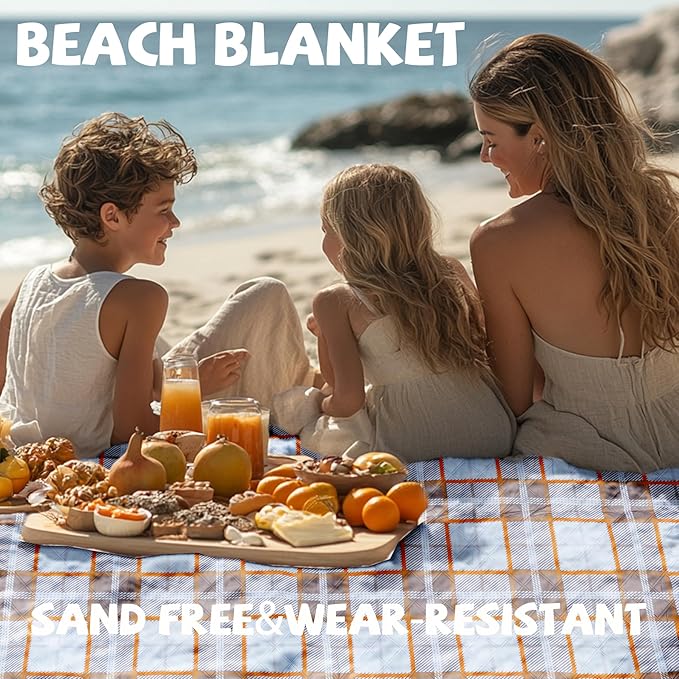 Extra Large Picnic Blankets Fortable 80x80 Oversized Waterproof Sandproof Outdoor Beach Blanket Camping Grass Mat Travel Essential Camper Accessories Glamping Items Hiking Supplies Hiker Necessities