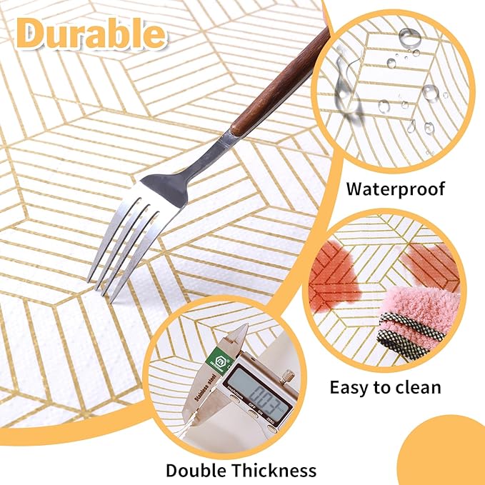 Shelf Liners for Kitchen Cabinets 11.8 x 236.2in Non-Adhesive Shelf Liner Paper Non-Slip Thickened Drawer Liner Easy to Clean for Tool Box Refrigerator with Knife and Tape Measure, Gold Geometric