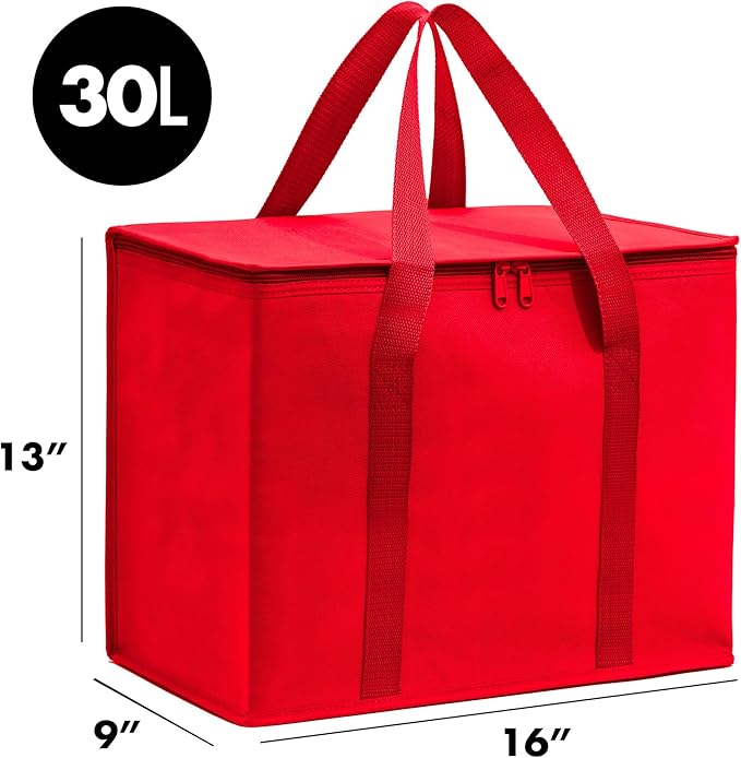 Carrywell Insulated Reusable Grocery Bags, Catering and Delivery Bag For Hot and Cold Food, Collapsible Thermal Tote For Doordash, Not-Made In China