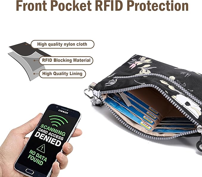 AOCINA Small Wristlet Wallet for Women RFID Blocking Crossbody Purse Gifts for Valentine's Day Nylon Cell Phone Purses