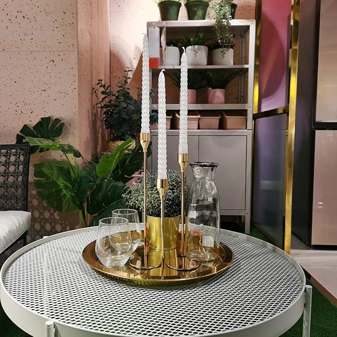 Gold Candle Holder Set of 12 Candlestick Holders Taper Candle Holders Metal Tall Candle Stick for Wedding Tables Centerpieces Candlelight Dinner Home Decor(Candles not Include)