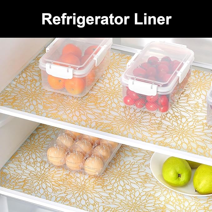 Cooyes Drawer Liner Shelf Liners for Kitchen Cabinets Refrigerator Liners Waterproof Kitchen Cupboard Liner Drawer Mats EVA Material Non Adhesive Fridge Liner for Shelves（17.5" W x 78.7" L）
