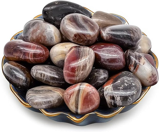 Polished Stone Set Petrified Wood Crystals, 0.8" Handpicked Tumbled Gemstones Rocks, Pebbles for Reiki, Chakra, Healing, Home Decor