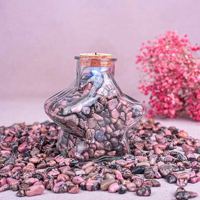 Polished Rhodonite Crystals - 72 Pcs, 0.5" 10 oz Handpicked Natural Tumbled Gemstones Rocks, Pebbles for Reiki, Chakra, Healing Home Decor