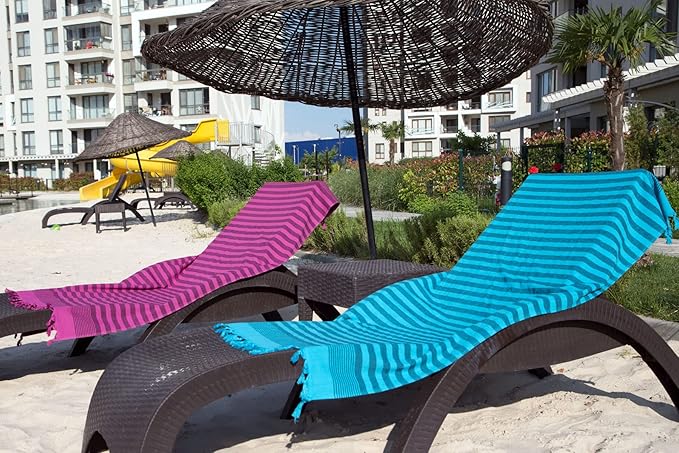 Clotho 4 Pack Turkish Towel - Oversized Beach Towel Set of 4 for Adults - Striped 100% Cotton 35 x 65 inch Variety Colors