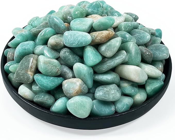 Polished Amazonite Crystal Stone Set - 0.5" 10 oz, Handpicked Tumbled Gemstones Rocks, Pebbles for Reiki, Chakra, Healing, Home Decor