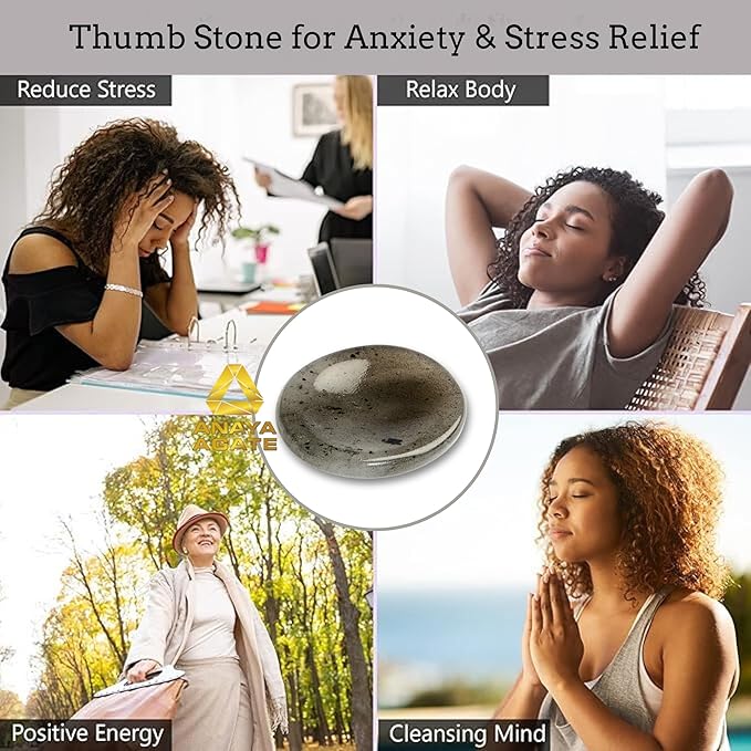 Iolite Worry Stones – Crystal Thumb Worry Stone for Anxiety, Stress – Relaxing and Soothing Balance Stones for Meditation, Stress Relief – Healing Stones and Crystals for Men and Women