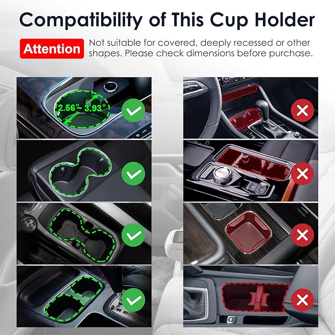 Car Cup Holder Expander: One-Button Open, Universal, Adjustable Holder (Diameter 2.6"- 4.8"), Cup Holder Expander for Yeti, Hydro Flask, Nalgene, Takeya, Camelbak, Ramblers, Owala, Tumblers, Mugs
