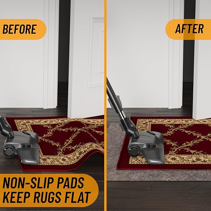 Ottomanson 3' x 4' Non-Slip Rug Pad Gripper 1/4 Inch Thick Dual Surface Felt + Rubber Gripper - Safe for All Floors, Brown