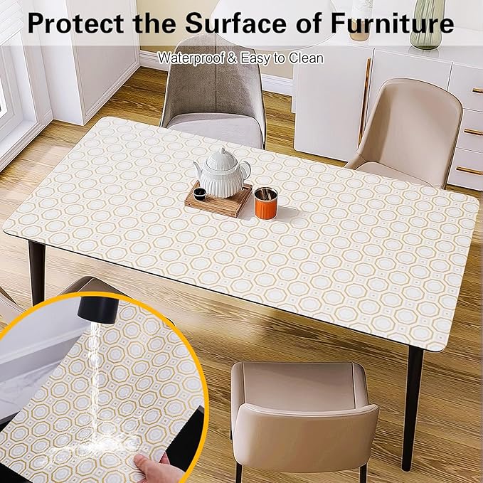 Drawer and Shelf Liner for Kitchen Cabinet,Non-Adhesive Cabinet Liner 18in x 10FT,Waterproof Shelf Paper Non-Slip Mats Cupboard Liners Contact Protect Dresser/Shelves/Table-Gold Octagonal