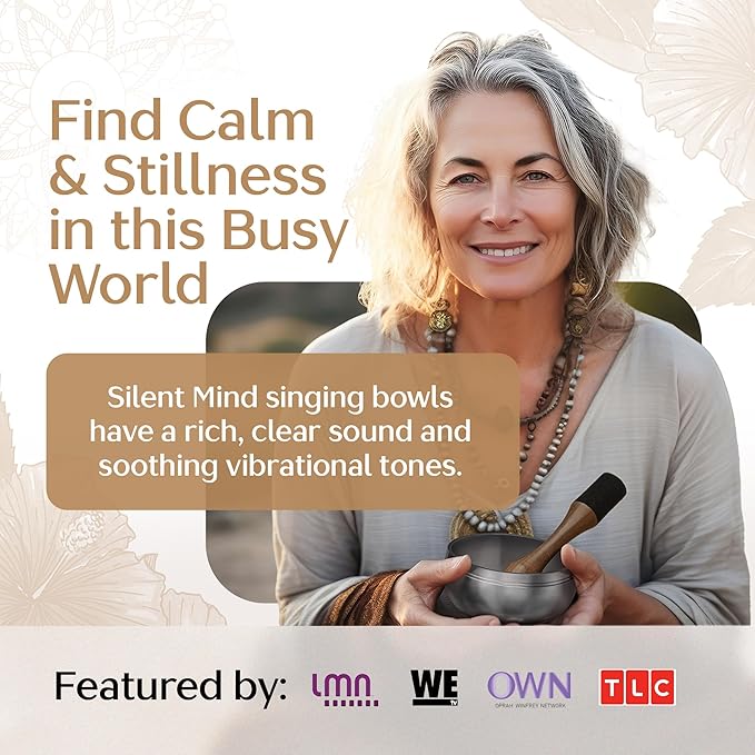 Tibetan Singing Bowl Set – Authentic Plain Design – Sound Bowl & Meditation Bowl with Cushion, Mallet & Guide – Bronze Nepali Singing Bowls – Hand-Tuned Meditation Bowl for Relaxation