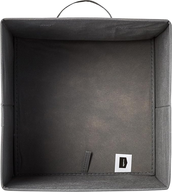 Amazon Basics Collapsible Fabric Storage Cube Bins Organizer with Handles, Sturdy, Gray, 13 x 13 x 13 Inch, Pack of 6