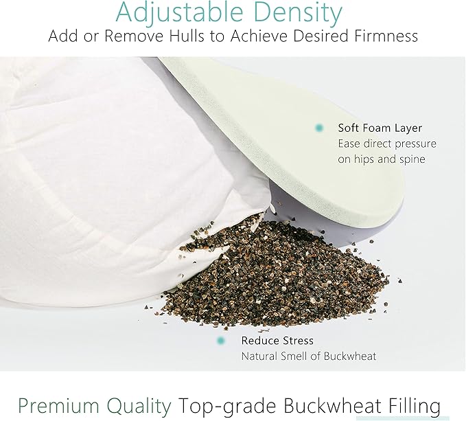 Hihealer Meditation Cushion - Large Velvet Zafu Floor Pillow for Adults and Women - Comfortable Yoga Pillow with Traditional Tibetan Buckwheat Filling for Meditation and Relaxation