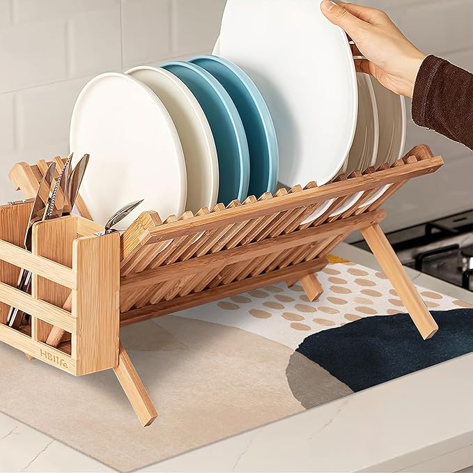 Boho Abstract Dish Drying Mats 18x24 Inch, Geometric Modern Art Dish Pad Drying Rack Mat for Kitchen Counter, Ultra Absorbent Microfiber Dishware Coffee Maker Bar Countertop Decor