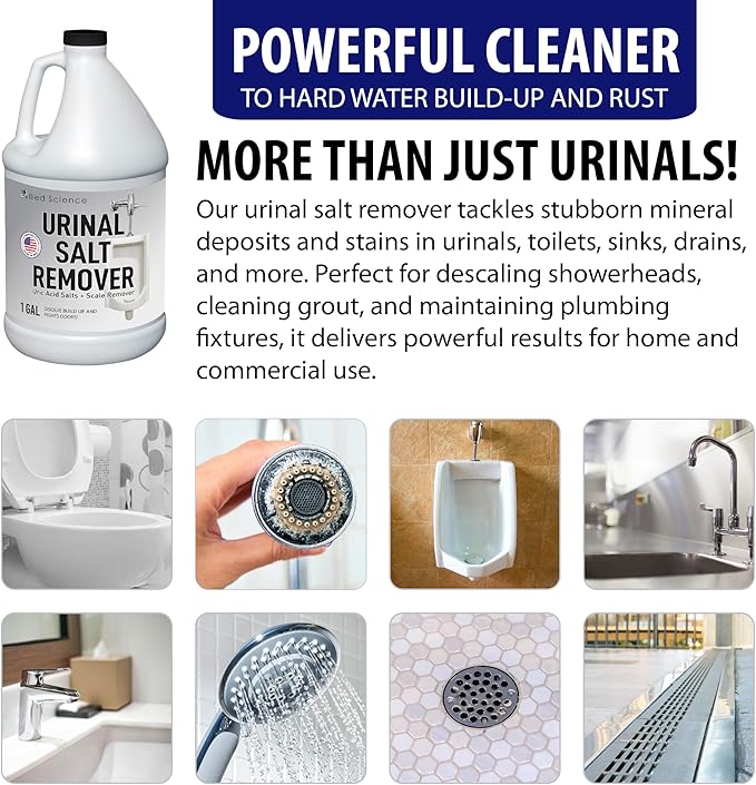 Allied Science Urinal Salt Remover - Uric Acid Salts Scale Remover Unclogs Urinals and Removes Uric Acid Odors - 4 Gallons