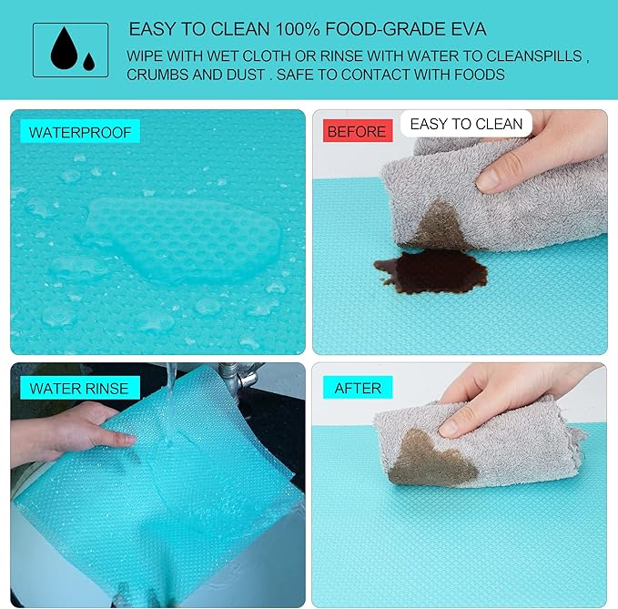 16 Pcs Refrigerator Liners Mats Washable, Refrigerator Mats Liner Waterproof Oilproof, Shinywear Fridge Liners for Shelves, Cover Pads for Freezer Glass Shelf Cupboard Cabinet Drawer (4 Color Mixed)