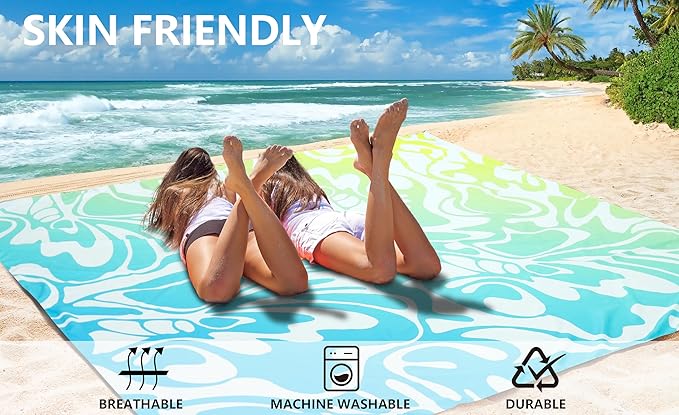 Beach Blanket Waterproof Sandproof Extra Large Beach Mat 79" X 83"/120"x108" for 1-8 Adults Quick Drying Durable Outdoor Picnic Mat for Beach Travel Camping Hiking