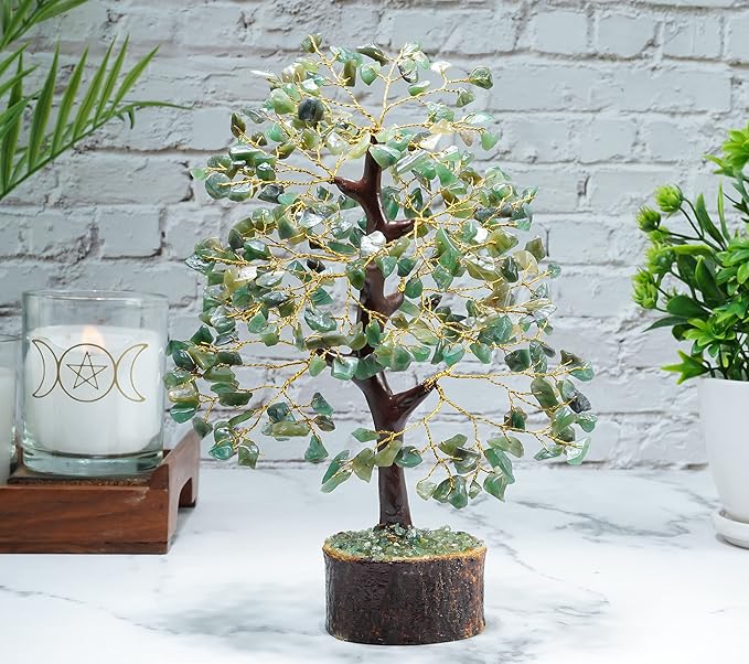 Green Aventurine Feng Shui Healing Crystals Tree of Life Gemstone Crystal Tree Bonsai for Spiritual Gifts Sage Green Home Decor for Women Birthday Gifts for Men House Warming Gifts