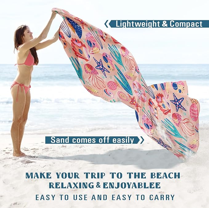 Famstar Beach Blanket Sandproof Waterproof 78''×81''1-5Adults Oversized,Compact Lightweight Durable Beach Mat for Travel Camping Hiking Picnic Blanket