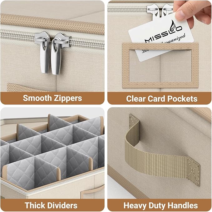 MISSLO Large Capacity China Storage Containers Hard Shell Plate Storage Containers, Kitchen Packing Moving Boxes for Dishes, Dinnerwares, Mugs Protectors, Beige, 3 Piece Set