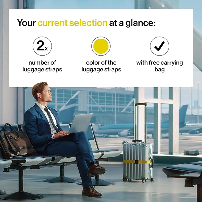 TRAVELY Luggage Straps - Especially Eye-Catching & Secure - Incl. 2 Name Tags - Ideal for Cross-Strapping Luggage - [Set of 2]