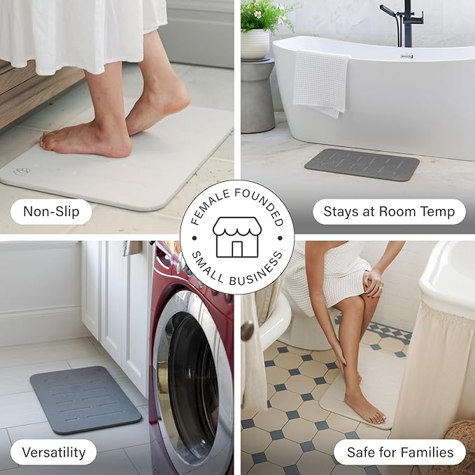 Dorai Home Bath Stone Mat 23.6"x15.4" – Luxury Diatomite Stone Mat, Quick-Dry, Non-Slip, Rain Sandstone