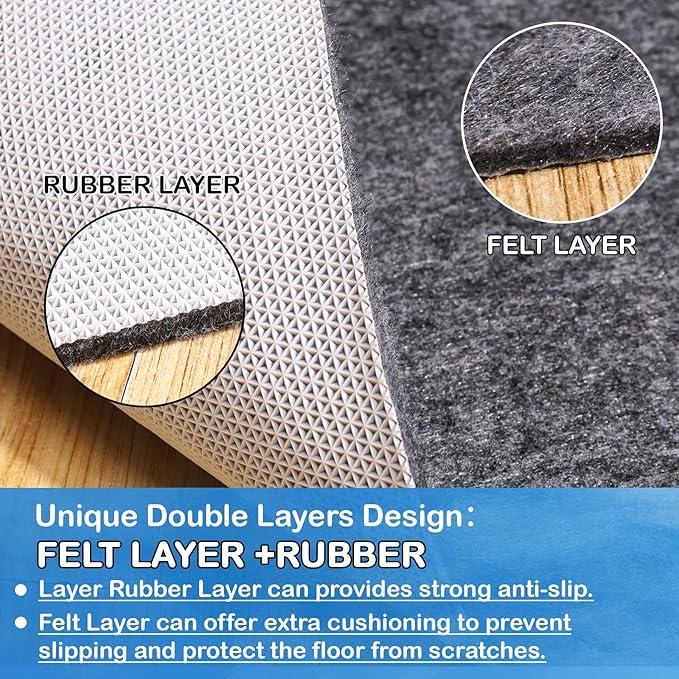 Non-Slip Rug Pads 2 x 20ft, 100% Waterproof Extra Large Area Rugs Non-Skid Rug Pad for All Floors and Finishes, Durable Hardwood Floor Protective Felt Keeps Rugs in Place, Safe and Secure
