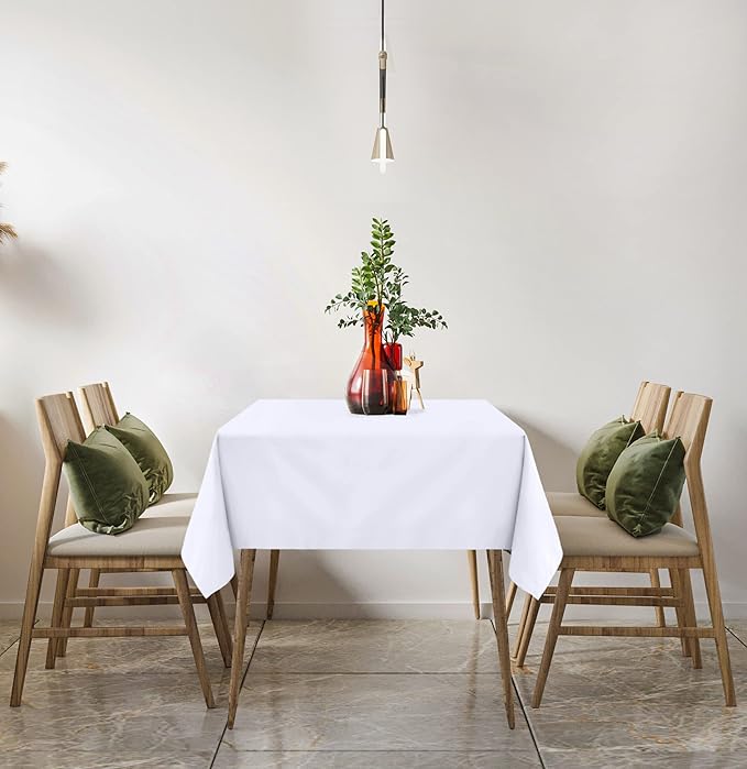 Utopia Kitchen Square Table Cloth 2 Pack(60x60 Inches, White), Tablecloth Machine Washable, Polyester Table Cover for Dining, Buffet Parties, Picnics, Events, Weddings and Restaurants