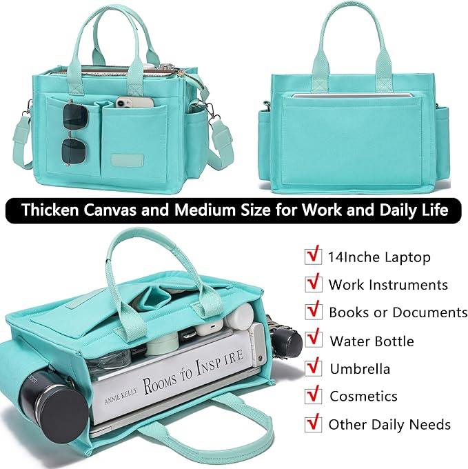 Canvas Tote Bag for Women, Women's Crossbody Bags, Work Laptop Tote Bag, Large Handbags Purse for Travel Nurse Teacher