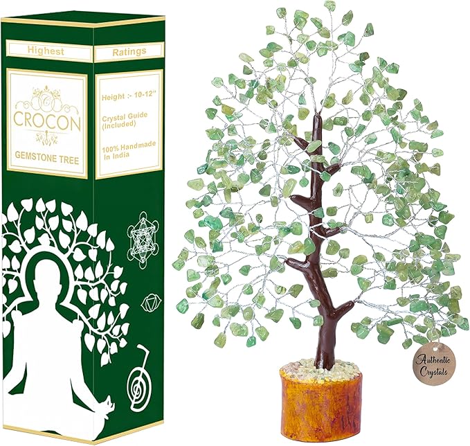 Green Jade Crystals Tree of Life Decor for Shelf Healing Crystals Spiritual Gift Sage Green Office & Room Decor House Warming Gifts New Home Decor Feng Shui Birthday Gifts for Women & Men
