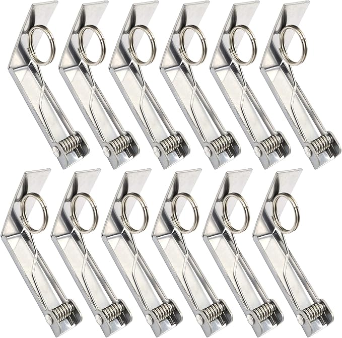 Latomex Tablecloth Clips 12 Packs Picnic Table Clips Stainless Steel Tablecloth Cover Clamps Table Cloth Holders Ideal for Home, Kitchen, Restaurant, Weeding, Picnic, Patio and Party(Up to 2.4")