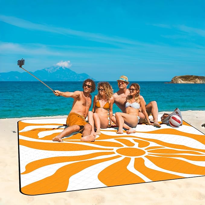 Picnic Blankets Waterproof Sandproof,79''*79'' Large Washable Soft and Comfortable Outdoor Beach Blanket, Foldable Portable Picnic Mat Beach Vacation Essentials for Camping, Park, Lawn and Wedding