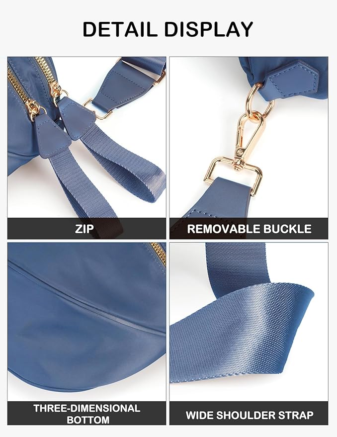 FEIBOON Spacious Nylon Crossbody Bag Bum Bag Handbags Wallets Purses Trendy Shoulder Bag for Women