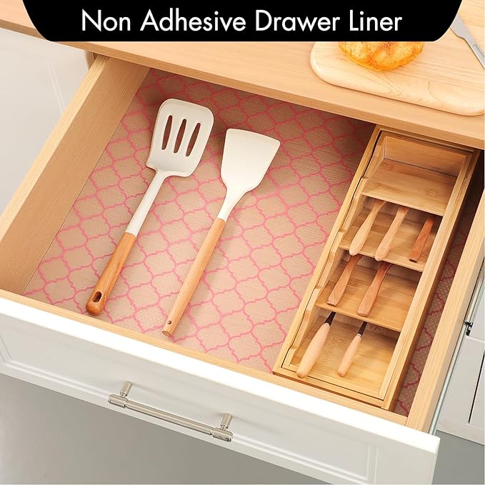 Cooyes Shelf Liner, Non-Adhesive Drawer and Cabinet Liner, EVA Washable Oil-Proof Shelf Paper for Kitchen Cabinets, Refrigerator, Storage, Desks with Modern Pattern