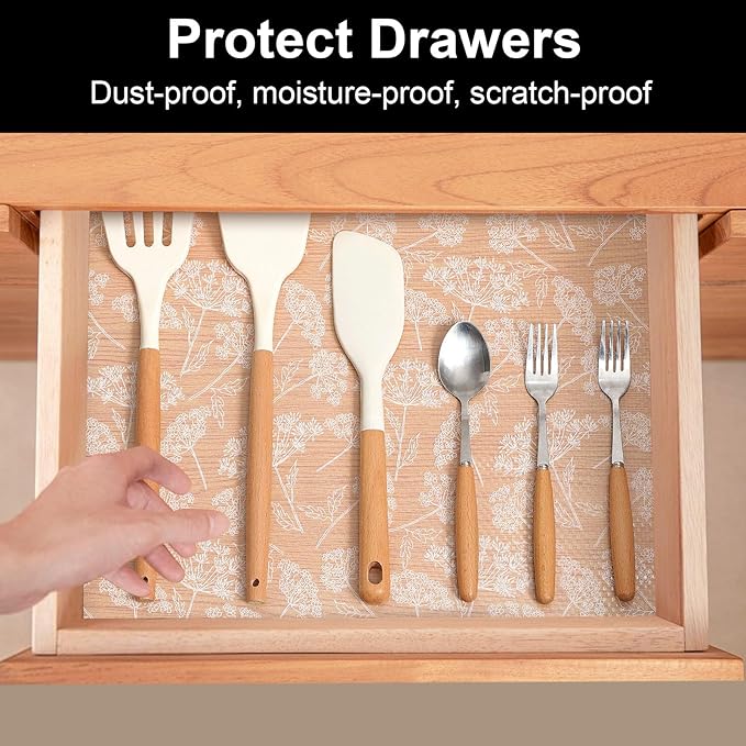 Cooyes Shelf Liners for Kitchen Cabinets, Refrigerator Liners Waterproof & Oil-Proof Kitchen Cupboard Liner Drawer Mats EVA Material Non Adhesive Fridge Liner for Shelves（11.8" W x 118" L）