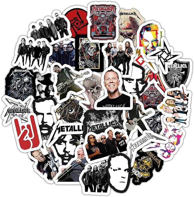 BulbaCraft Heavy Metal Band Stickers for Adults, 36 Pieces of Strong Adhesive and Waterproof Stickers for Laptop, Decals for Teens Aesthetic and Guitar Decals, Gifts for Women & Men