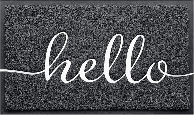Door Mat (32"x20",Black), Welcome Mat Low Profile Front Doormat Indoor Outdoor Door Non Slip Rugs for Entryway, Patio, High Traffic Areas