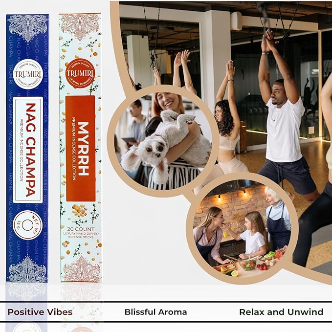Trumiri Incense Sticks - Combo Pack of 35 Insence-Sticks - 15 Nag Champa + 20 Myrrh - Insenses - Insents - Incents - Inscense - Incence - Incienso - All Natural Incense Sticks