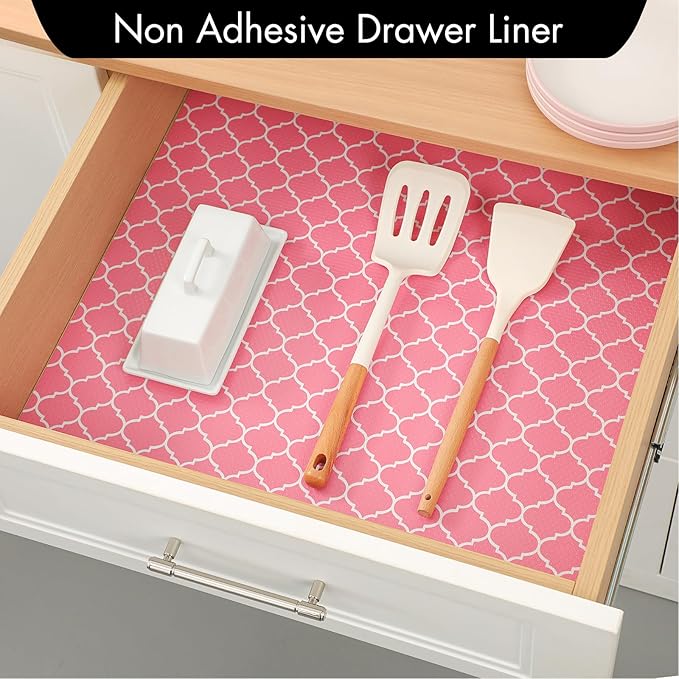 Cooyes Shelf Liner, Non-Adhesive Drawer and Cabinet Liner, EVA Washable Oil-Proof Shelf Paper for Kitchen Cabinets, Refrigerator, Storage, Desks with Modern Pattern